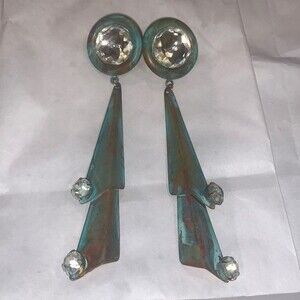 4in Long Copper Tone Double Triangle with Rhinestones